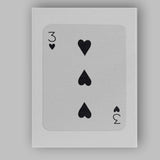 Minimalist Three of Hearts Playing Card Neutral Modern Canvas Wall Art Print Decor Picture Ready to Hang