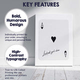 Minimalist Ace of Hearts Luckiest Girl Alive Playing Card Typography Canvas Wall Art Print Decor Picture Ready to Hang