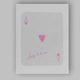 Minimalist Pink Ace of Hearts Lucky To Be Me Playing Card Canvas Wall Art Print Decor Picture Ready to Hang