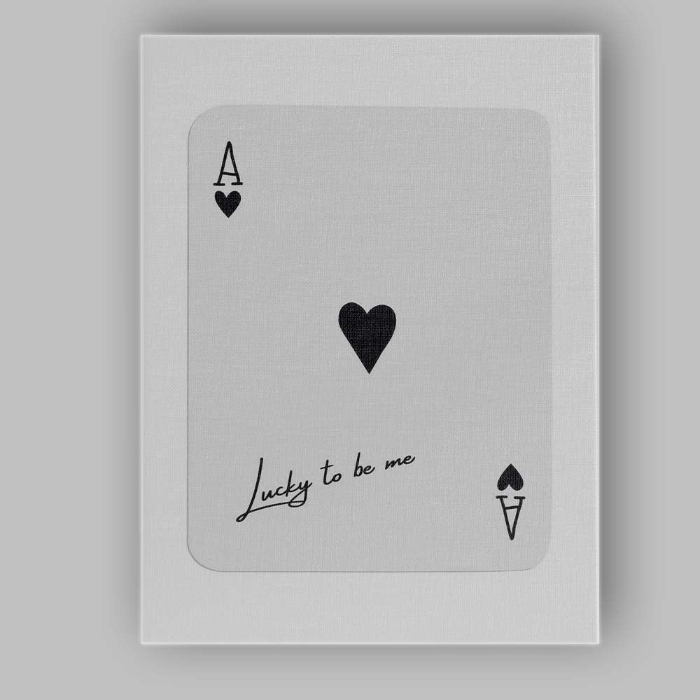 Minimalist Black Ace of Hearts Lucky To Be Me Playing Card Canvas Wall Art Print Decor Picture Ready to Hang