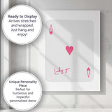 Minimalist Pink Ace of Hearts Lucky You Playing Card Canvas Wall Art Print Decor Picture Ready to Hang
