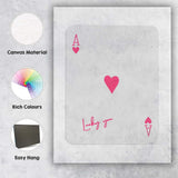 Minimalist Pink Ace of Hearts Lucky You Playing Card Canvas Wall Art Print Decor Picture Ready to Hang