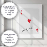 Minimalist Red Ace of Hearts Luckiest Girl Alive Playing Card Canvas Wall Art Print Decor Picture Ready to Hang