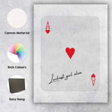 Minimalist Red Ace of Hearts Luckiest Girl Alive Playing Card Canvas Wall Art Print Decor Picture Ready to Hang