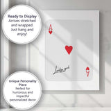 Minimalist Red Ace of Hearts Lucky Girl Playing Card Typography Canvas Wall Art Print Decor Picture Ready to Hang