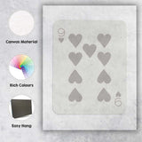 Minimalist Nine of Hearts Playing Card Neutral Modern Canvas Wall Art Print Decor Picture Ready to Hang