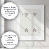 Minimalist Four of Hearts Playing Card Modern Neutral Design Canvas Wall Art Print Decor Picture Ready to Hang