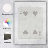 Minimalist Four of Hearts Playing Card Modern Neutral Design Canvas Wall Art Print Decor Picture Ready to Hang