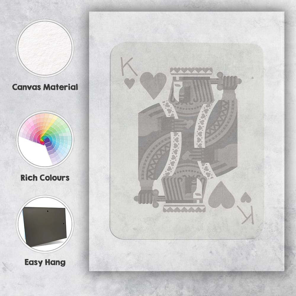 Minimalist King of Hearts Playing Card Classic Sword Illustration Canvas Wall Art Print Decor Picture Ready to Hang