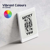 Lucky You Queen of Hearts Playing Card Typography Retro Casino Canvas Wall Art Print Decor Picture Ready to Hang