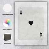 Minimalist Black Ace of Hearts Playing Card Modern Simple Design Canvas Wall Art Print Decor Picture Ready to Hang