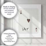 Minimalist Brown Ace of Hearts Lucky You Typography Playing Card Canvas Wall Art Print Decor Picture Ready to Hang
