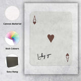 Minimalist Brown Ace of Hearts Lucky You Typography Playing Card Canvas Wall Art Print Decor Picture Ready to Hang
