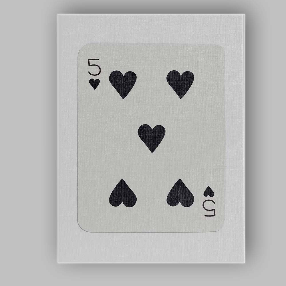 Minimalist Black Five of Hearts Playing Card Modern Classic Design Canvas Wall Art Print Decor Picture Ready to Hang