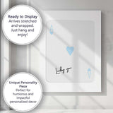 Minimalist Light Blue Ace of Hearts Lucky You Typography Playing Card Canvas Wall Art Print Decor Picture Ready to Hang