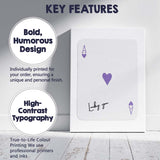 Minimalist Purple Ace of Hearts Lucky You Typography Playing Card Canvas Wall Art Print Decor Picture Ready to Hang