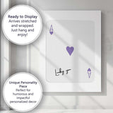 Minimalist Purple Ace of Hearts Lucky You Typography Playing Card Canvas Wall Art Print Decor Picture Ready to Hang