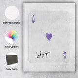 Minimalist Purple Ace of Hearts Lucky You Typography Playing Card Canvas Wall Art Print Decor Picture Ready to Hang