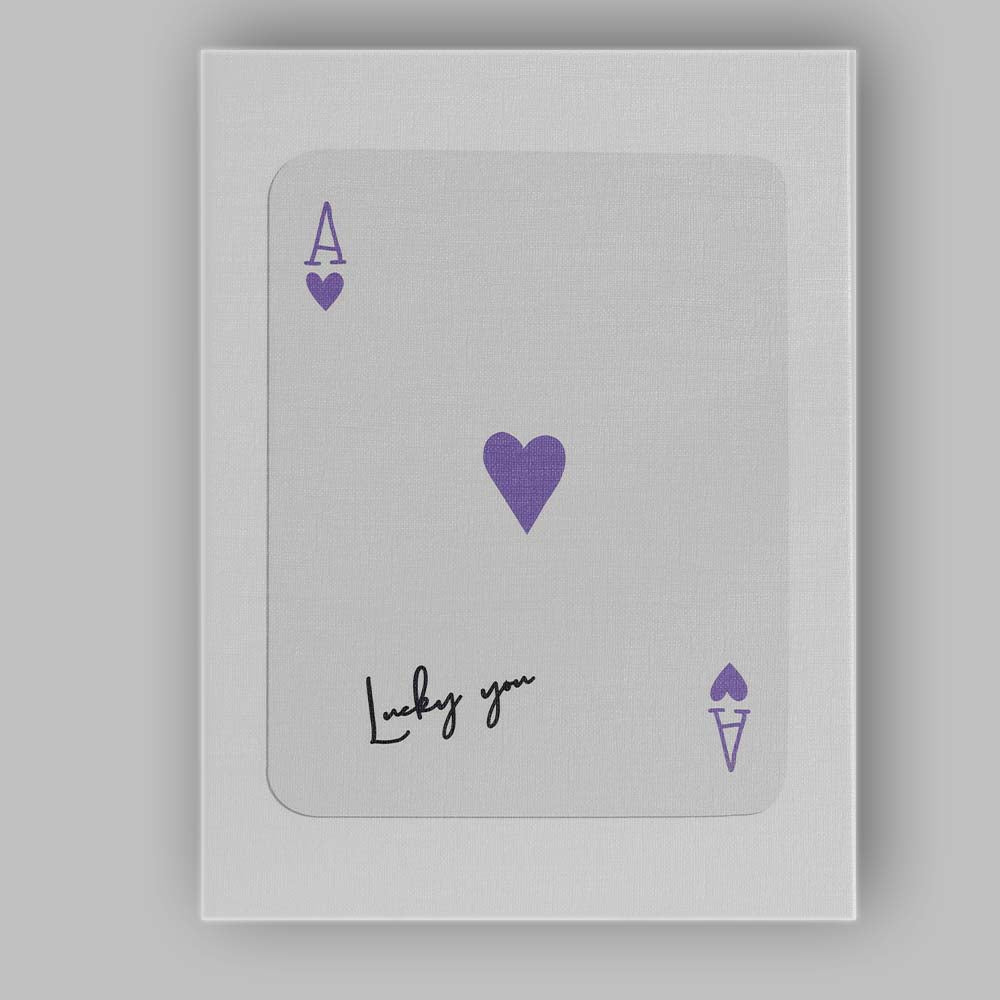 Minimalist Purple Ace of Hearts Lucky You Typography Playing Card Canvas Wall Art Print Decor Picture Ready to Hang