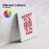 Minimalist Red Lucky You Queen of Hearts Playing Card Typography Canvas Wall Art Print Decor Picture Ready to Hang