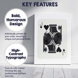 Modern Black Jack of Hearts Playing Card Geometric Illustration Canvas Wall Art Print Decor Picture Ready to Hang