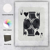 Modern Black Jack of Hearts Playing Card Geometric Illustration Canvas Wall Art Print Decor Picture Ready to Hang