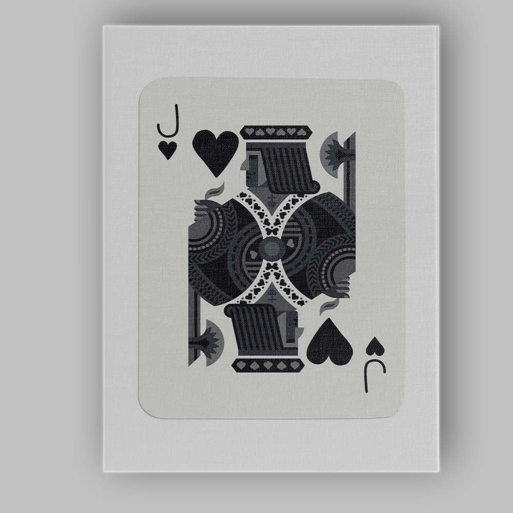 Modern Black Jack of Hearts Playing Card Geometric Illustration Canvas Wall Art Print Decor Picture Ready to Hang