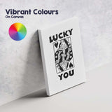 Minimalist Black Lucky You Queen of Hearts Playing Card Typography Canvas Wall Art Print Decor Picture Ready to Hang