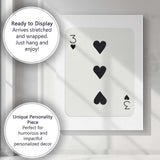 Minimalist Black Three of Hearts Playing Card Modern Classic Design Canvas Wall Art Print Decor Picture Ready to Hang