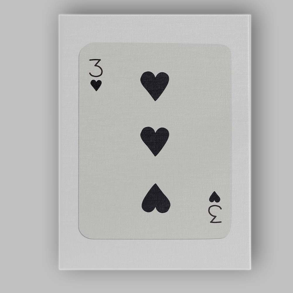 Minimalist Black Three of Hearts Playing Card Modern Classic Design Canvas Wall Art Print Decor Picture Ready to Hang