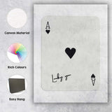 Minimalist Black Ace of Hearts Lucky You Typography Playing Card Canvas Wall Art Print Decor Picture Ready to Hang