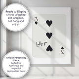 Minimalist Black Three of Hearts Lucky You Typography Playing Card Canvas Wall Art Print Decor Picture Ready to Hang