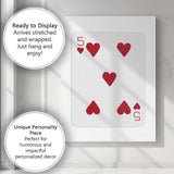 Minimalist Red Five of Hearts Playing Card Modern Classic Design Canvas Wall Art Print Decor Picture Ready to Hang
