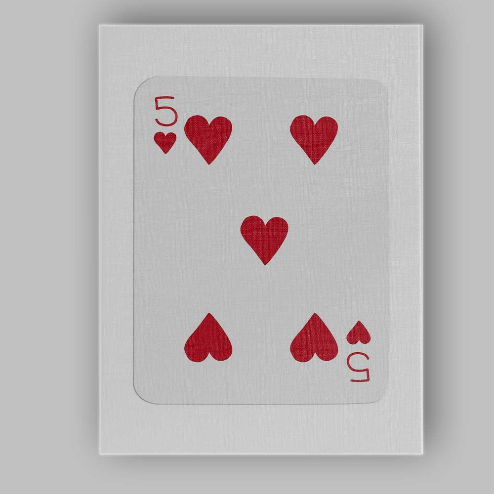 Minimalist Red Five of Hearts Playing Card Modern Classic Design Canvas Wall Art Print Decor Picture Ready to Hang