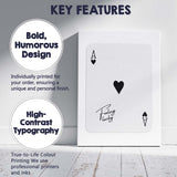 Minimalist Black Ace of Hearts Feeling Lucky Typography Playing Card Canvas Wall Art Print Decor Picture Ready to Hang