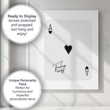 Minimalist Black Ace of Hearts Feeling Lucky Typography Playing Card Canvas Wall Art Print Decor Picture Ready to Hang