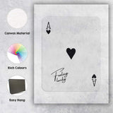 Minimalist Black Ace of Hearts Feeling Lucky Typography Playing Card Canvas Wall Art Print Decor Picture Ready to Hang
