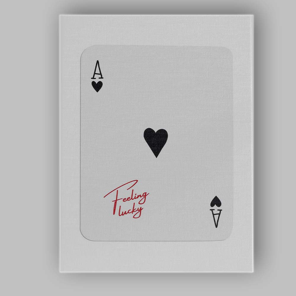 Minimalist Red and Black Ace of Hearts Feeling Lucky Typography Playing Card Canvas Wall Art Print Decor Picture Ready to Hang