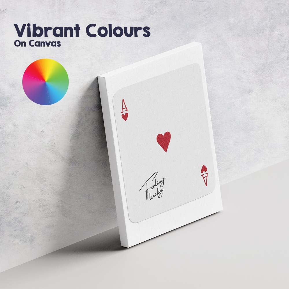 Minimalist Red Ace of Hearts Feeling Lucky Typography Playing Card Canvas Wall Art Print Decor Picture Ready to Hang