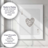 Minimalist Grey Lucky You Heart Typography Ace of Hearts Playing Card Canvas Wall Art Print Decor Picture Ready to Hang