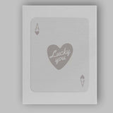 Minimalist Grey Lucky You Heart Typography Ace of Hearts Playing Card Canvas Wall Art Print Decor Picture Ready to Hang