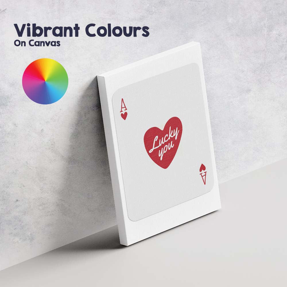 Minimalist Red Ace of Hearts Lucky You Typography Playing Card Canvas Wall Art Print Decor Picture Ready to Hang