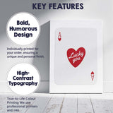 Minimalist Red Ace of Hearts Lucky You Typography Playing Card Canvas Wall Art Print Decor Picture Ready to Hang