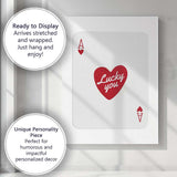 Minimalist Red Ace of Hearts Lucky You Typography Playing Card Canvas Wall Art Print Decor Picture Ready to Hang