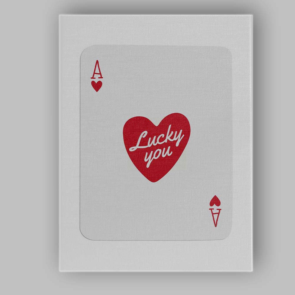 Minimalist Red Ace of Hearts Lucky You Typography Playing Card Canvas Wall Art Print Decor Picture Ready to Hang