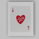 Minimalist Red Ace of Hearts Lucky You Typography Playing Card Canvas Wall Art Print Decor Picture Ready to Hang