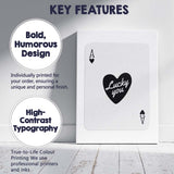 Minimalist Black Ace of Hearts Lucky You Typography Playing Card Canvas Wall Art Print Decor Picture Ready to Hang