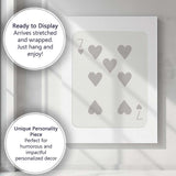 Minimalist Soft Grey Seven of Hearts Playing Card Modern Neutral Design Canvas Wall Art Print Decor Picture Ready to Hang