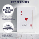 Minimalist Red Ace of Hearts Lucky You Typography Playing Card Canvas Wall Art Print Decor Picture Ready to Hang