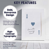 Minimalist Blue Grey Ace of Hearts Love Is The Winning Hand Typography Playing Card Canvas Wall Art Print Decor Picture Ready to Hang